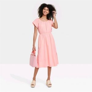 Women's Short Sleeve Cut Out Dress Universal Thread Pink Parasol L